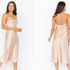 Show Me Your MuMu Champagne Satin Dress